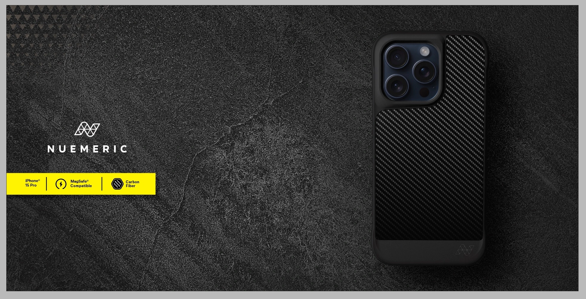 Nuemeric carbon-fiber case campaign artwork.